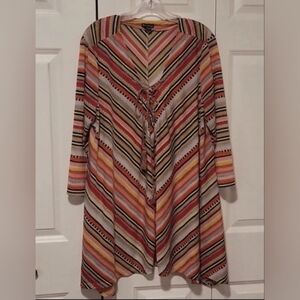 New Directions Woman multicolor blouse with tassel on front size 2X
